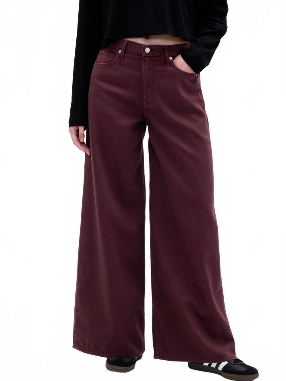 Gap Mid Rise UltraSoft Baggy Jeans NWT Bordeaux Purple 25R